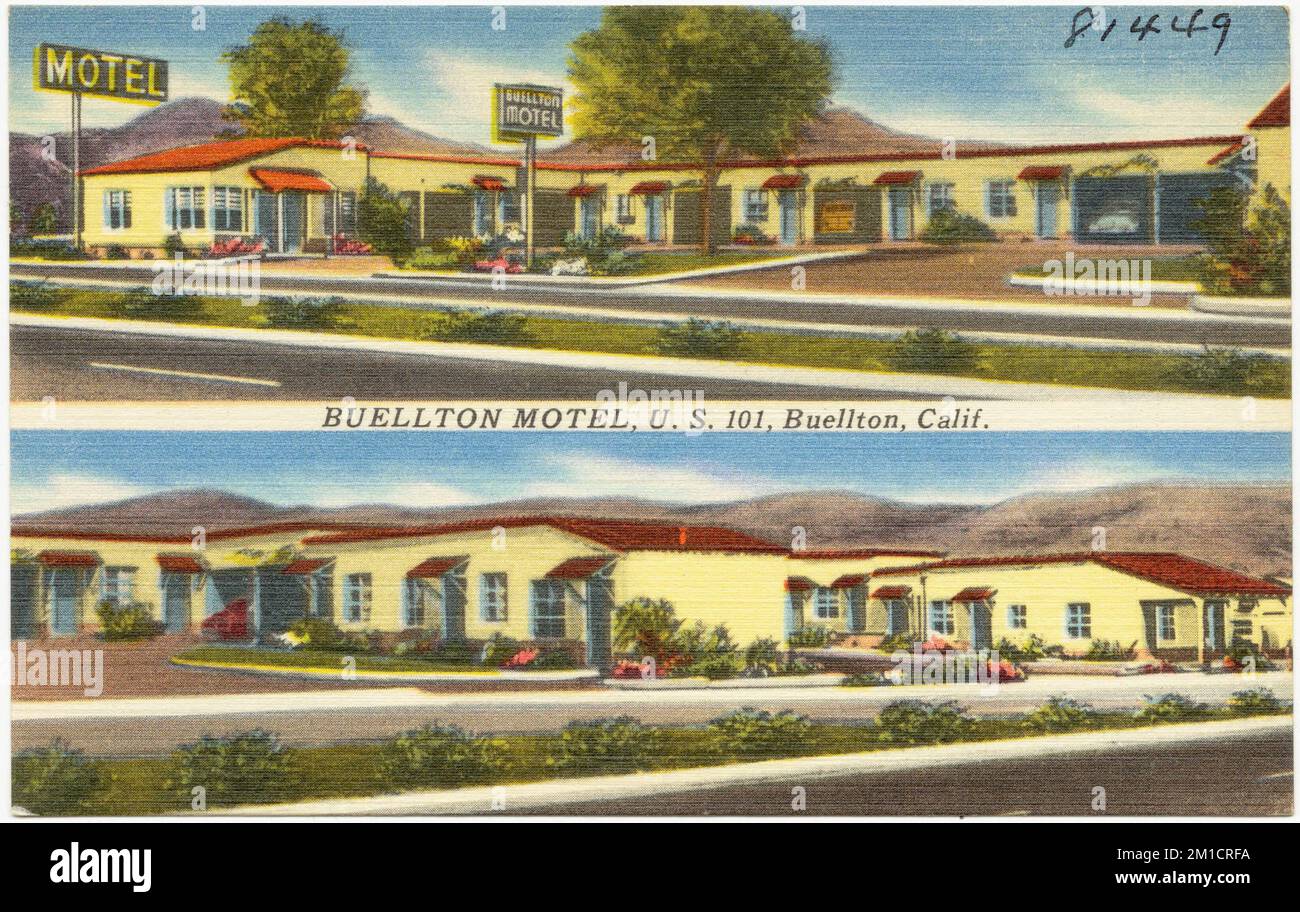 Buellton Motel, U. S. 101, Buellton, Kalifornien , Motels, Tichnor Brothers Collection, Postkarten der Vereinigten Staaten Stockfoto