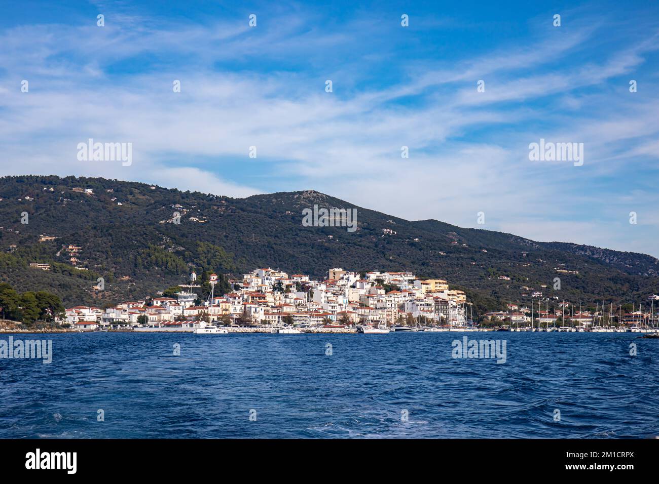 Skiathos Stadt auf der Insel Skiathos, Griechenland Stockfoto