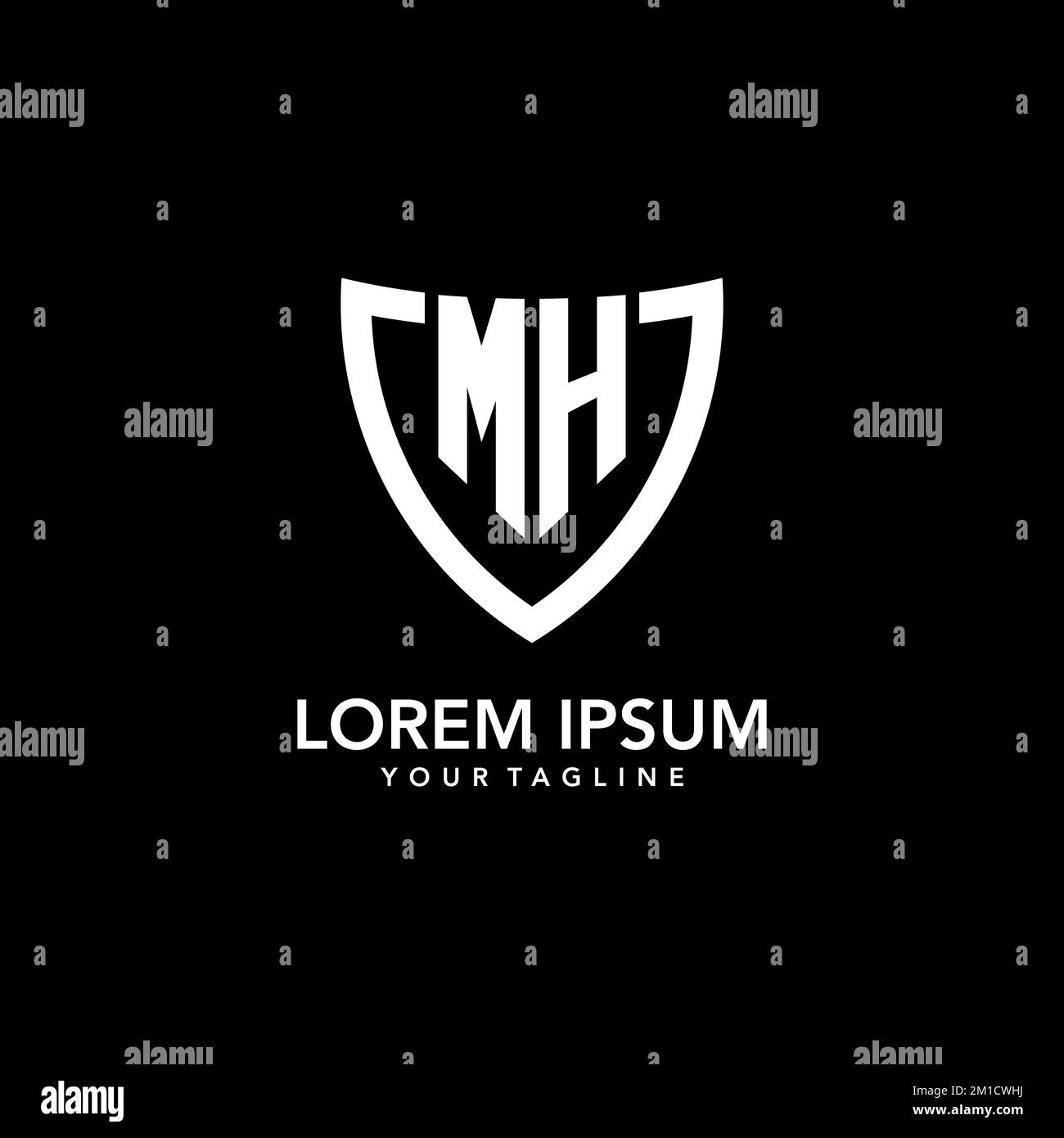 MH-Monogramm-Anfangslogo mit klarem, modernem Shield Icon-Design als Inspiration Stock Vektor