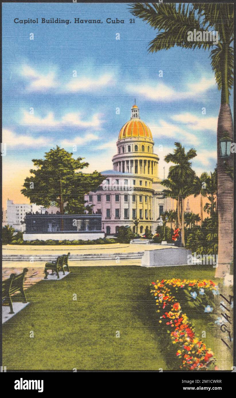 Capitol Building, Havanna, Kuba, Capitols, Tichnor Brothers Collection, Postkarten der Vereinigten Staaten Stockfoto