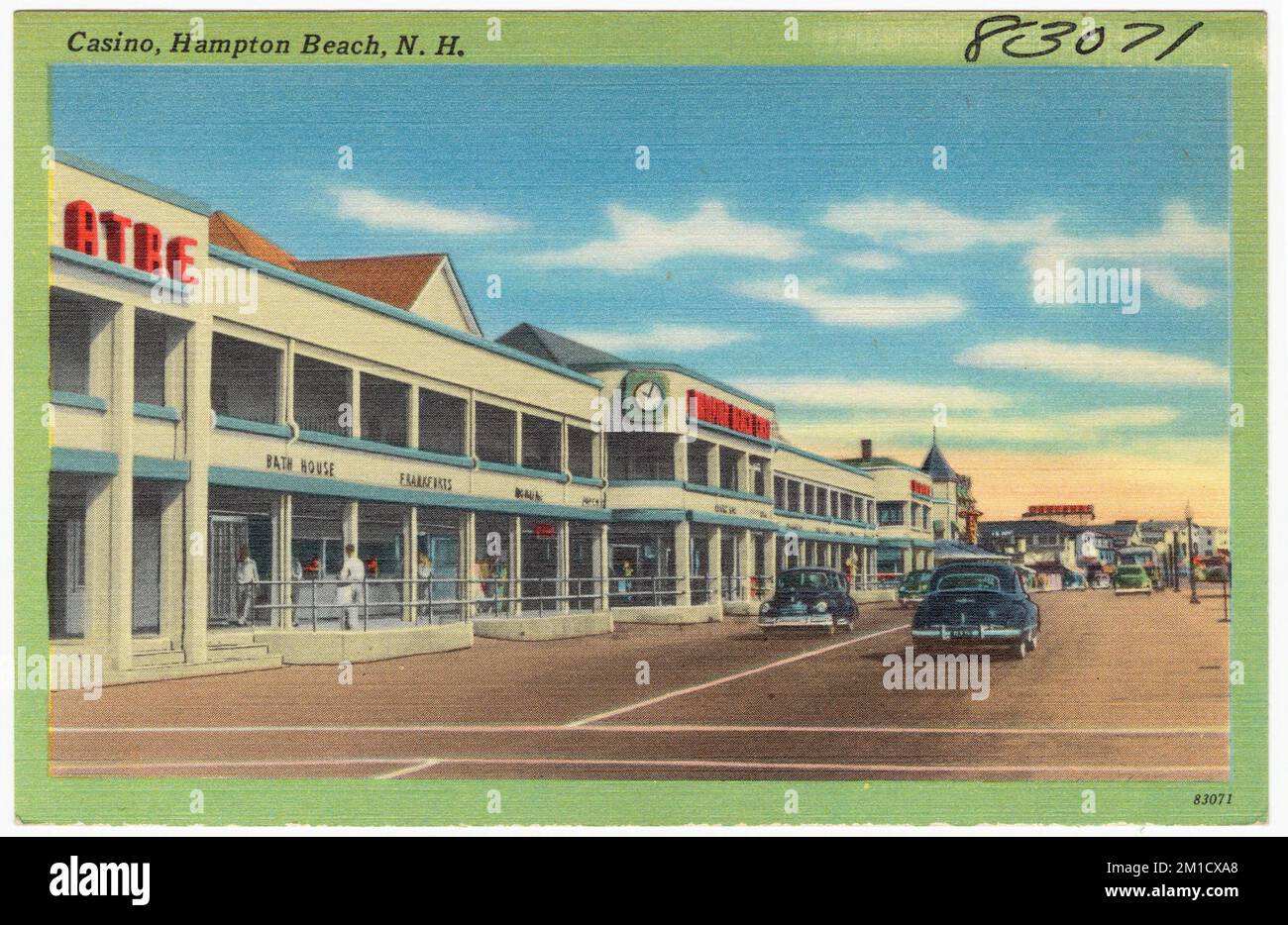 Casino, Hampton Beach, N.H. , Sport- und Freizeiteinrichtungen, Tichnor Brothers Collection, Postkarten der Vereinigten Staaten Stockfoto