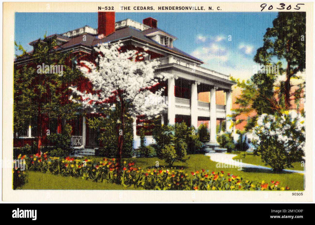 The Cedars, Hendersonville, N. C. , Houses, Tichnor Brothers Collection, Postkarten der Vereinigten Staaten Stockfoto
