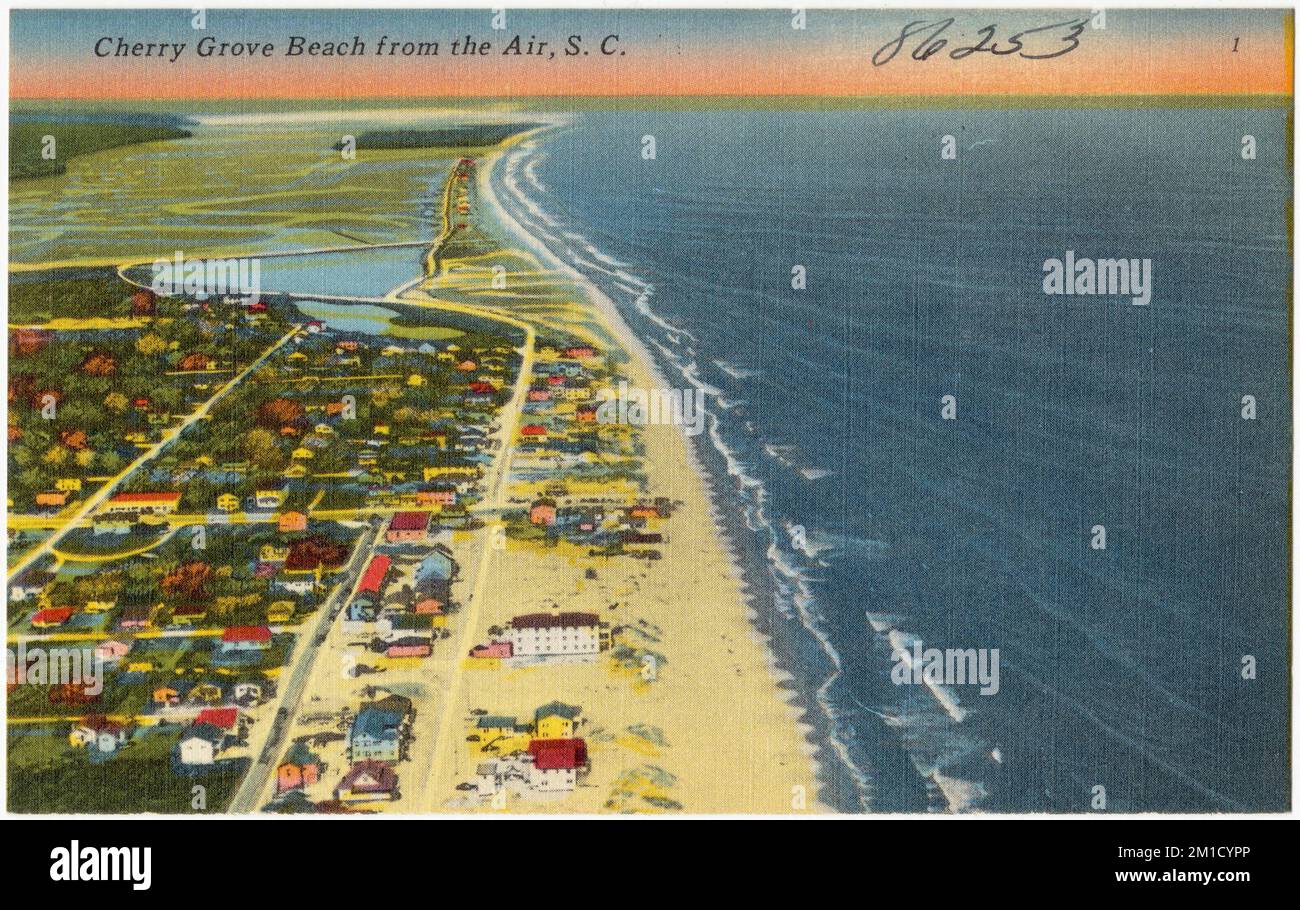 Cherry Grove Beach aus der Luft, S. C. , Beaches, Tichnor Brothers Collection, Postkarten der Vereinigten Staaten Stockfoto