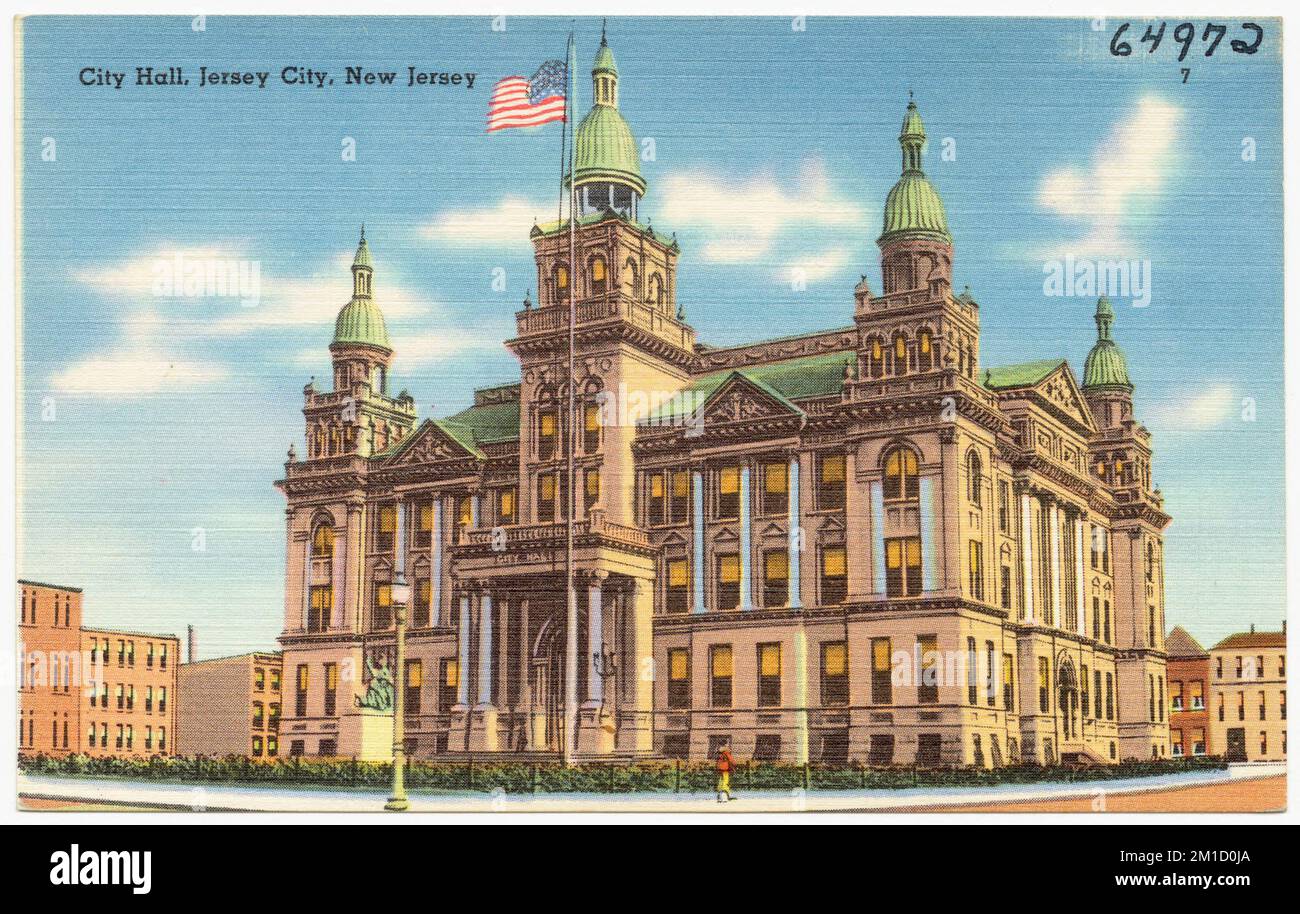 Rathaus, Jersey City, New Jersey, City & Town Halls, Tichnor Brothers Collection, Postkarten der Vereinigten Staaten Stockfoto