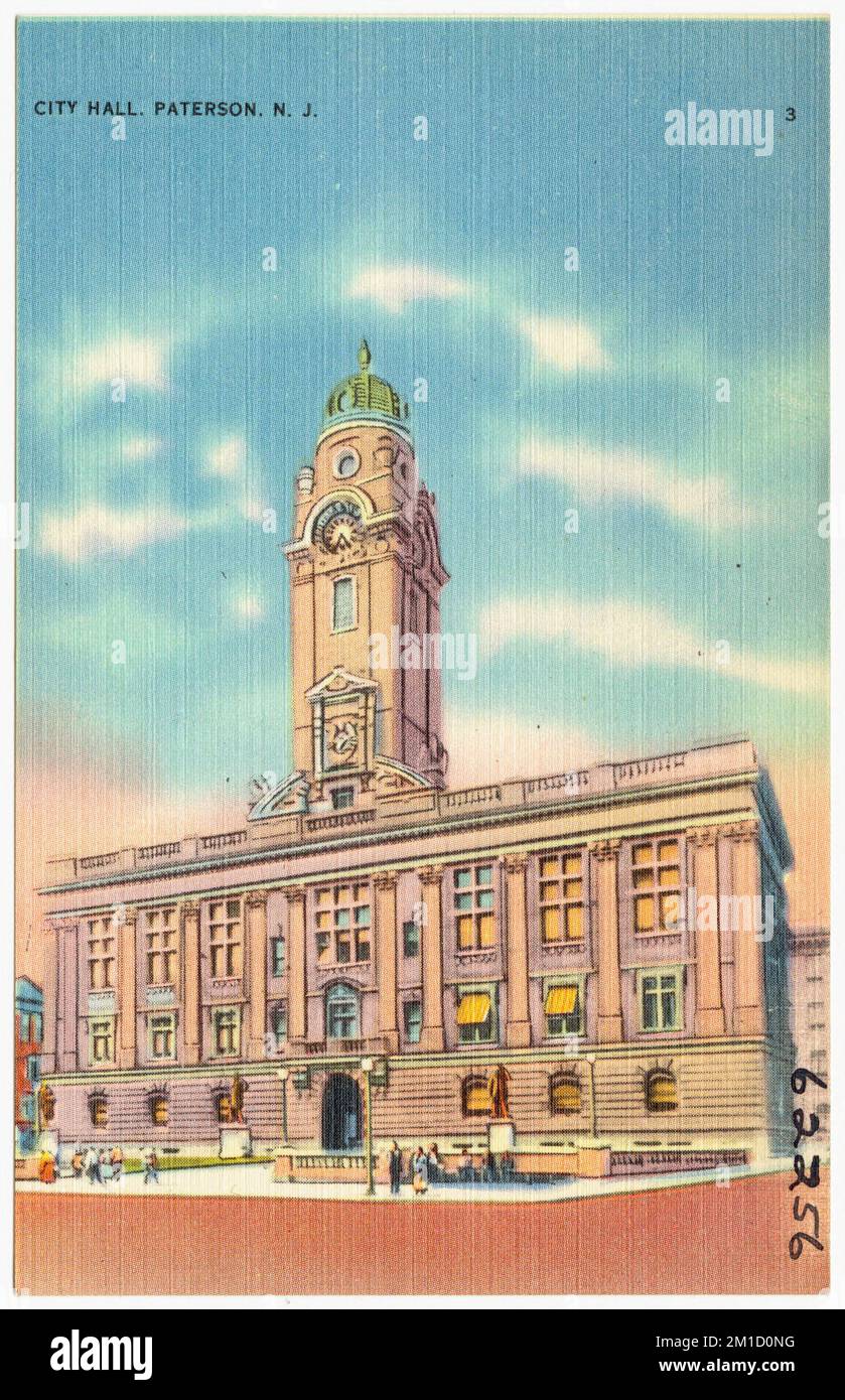 Rathaus, Paterson, N. J. , City & Town Halls, Tichnor Brothers Collection, Postkarten der Vereinigten Staaten Stockfoto