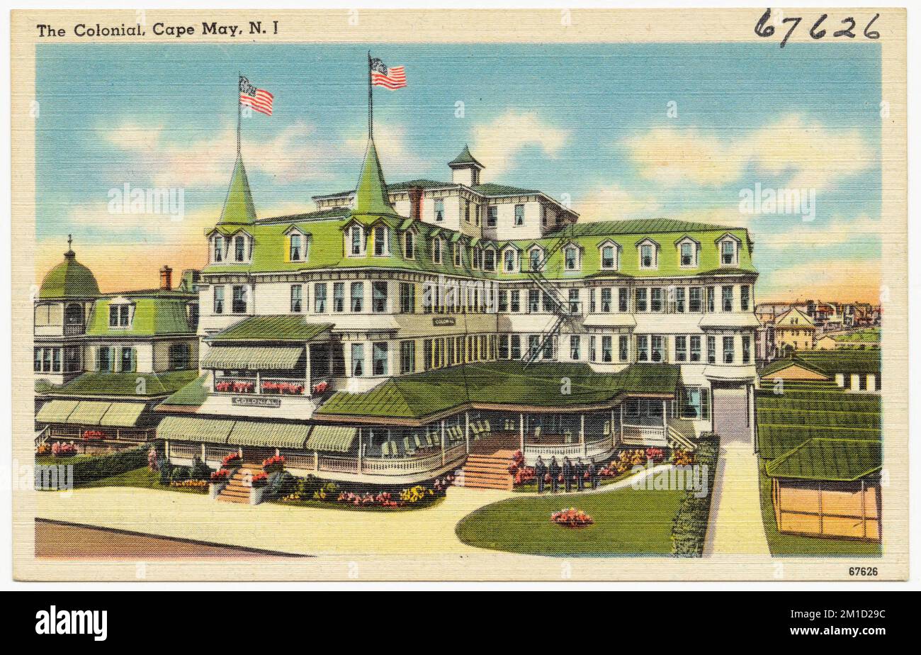 The Colonial, Cape May, N. J. , Hotels, Tichnor Brothers Collection, Postkarten der Vereinigten Staaten Stockfoto