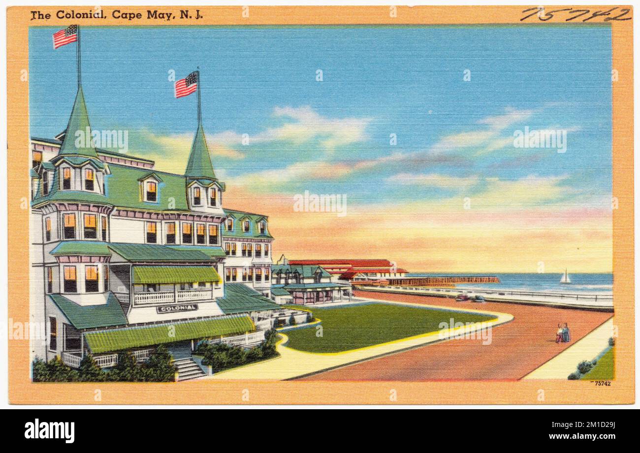 The Colonial, Cape May, N. J. , Hotels, Tichnor Brothers Collection, Postkarten der Vereinigten Staaten Stockfoto