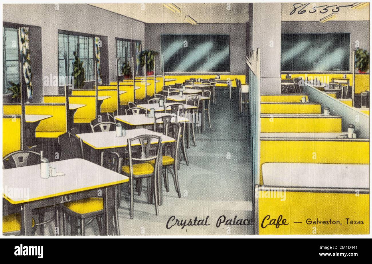 Crystal Palace Café - Galveston, Texas, Restaurants, Tichnor Brothers Collection, Postkarten der Vereinigten Staaten Stockfoto