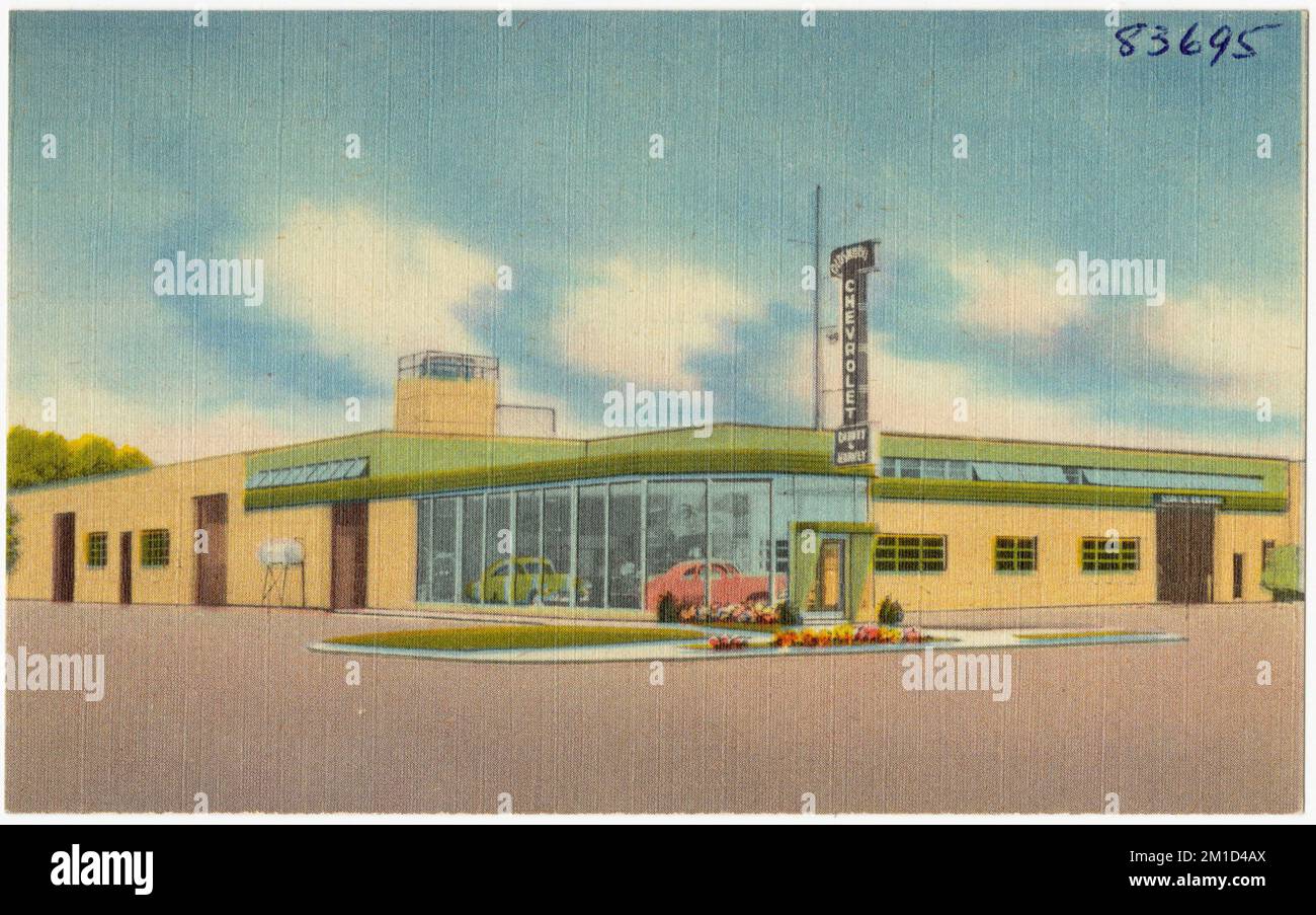 Dabney & Harvey Chevrolet Co., Vernon, Texas , Commercial Facilities, Tichnor Brothers Collection, Postkarten der Vereinigten Staaten Stockfoto