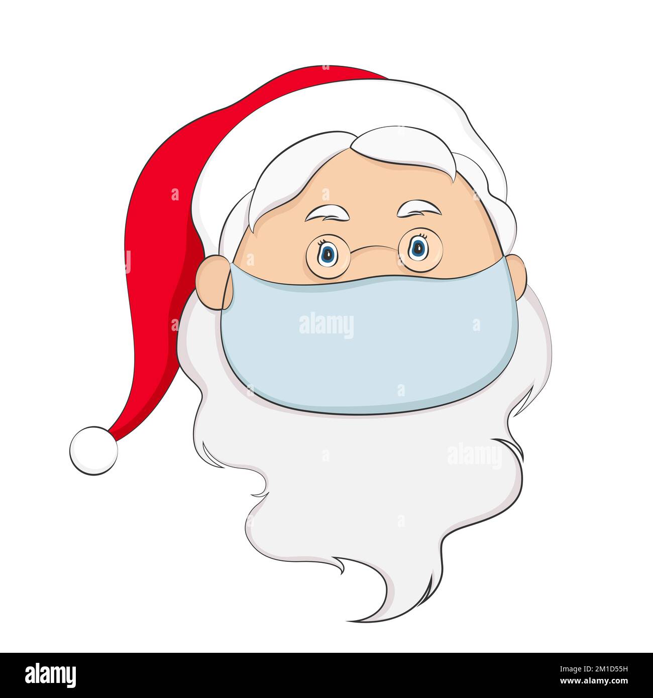 Der Weihnachtsmann in der medizinischen Maske. Vektordarstellung. Stock Vektor