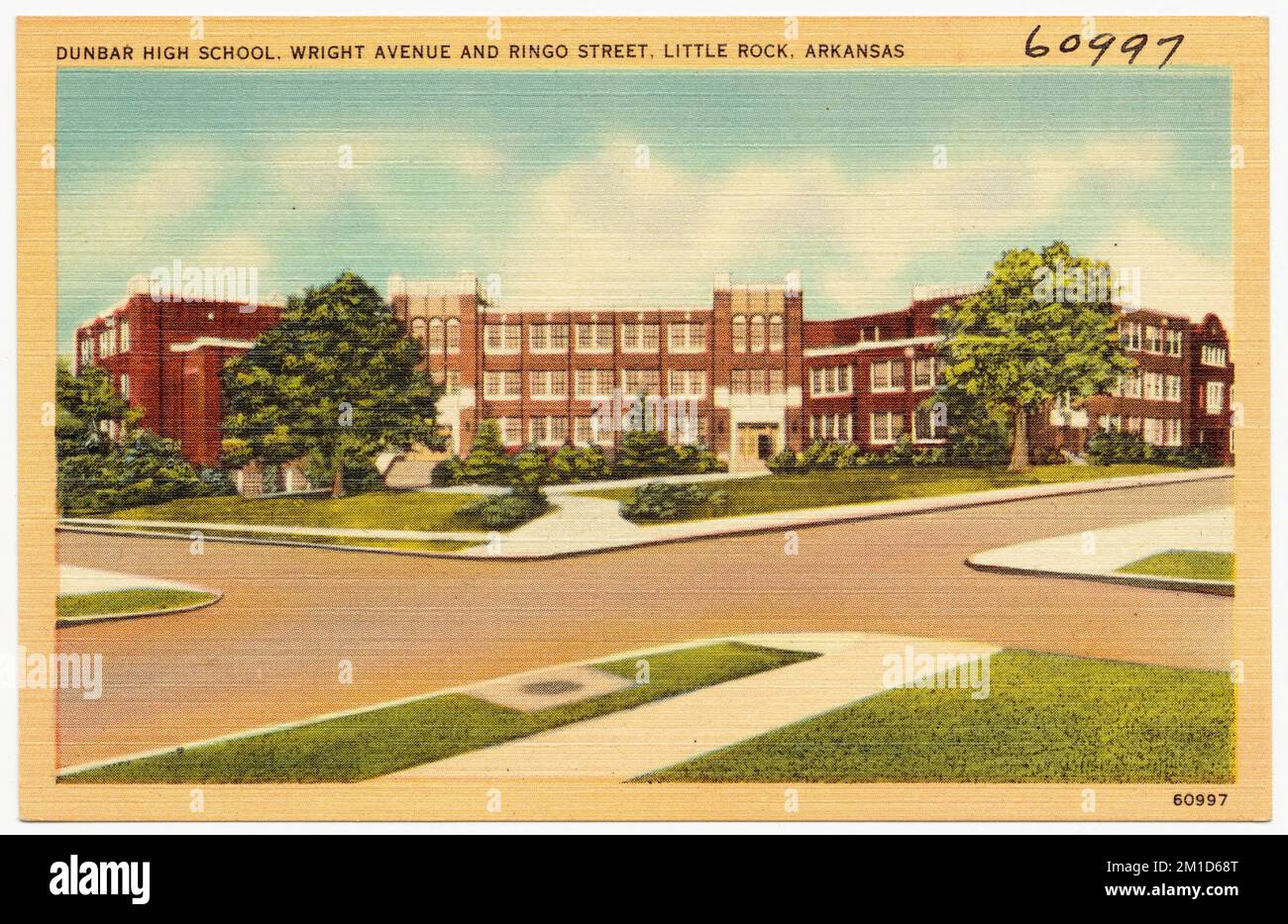 Dunbar High School, Wright Avenue und Ringo Street, Little Rock, Arkansas, Schulen, Tichnor Brothers Collection, Postkarten der Vereinigten Staaten Stockfoto