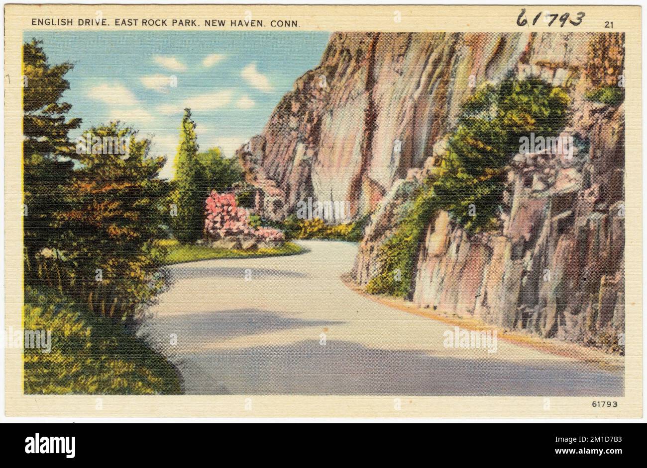English Drive, East Rock Park, New Haven, Verb , Straßen, Parks, Tichnor Brothers Collection, Postkarten der Vereinigten Staaten Stockfoto