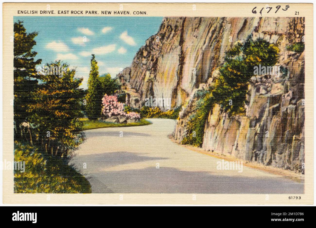 English Drive, East Rock Park, New Haven, Verb , Straßen, Parks, Tichnor Brothers Collection, Postkarten der Vereinigten Staaten Stockfoto