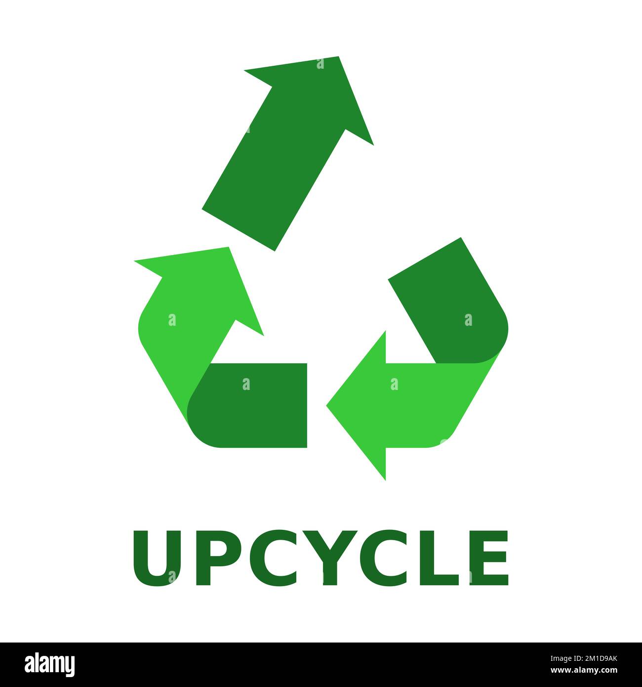 Grünes Schild, Symbol oder Symbol zum Hochfahren. Upcycling-Konzept. Umweltfreundliche Lebensweise. Recycling-Schild mit Pfeil nach oben. Idee wiederverwenden. Vektor Stock Vektor