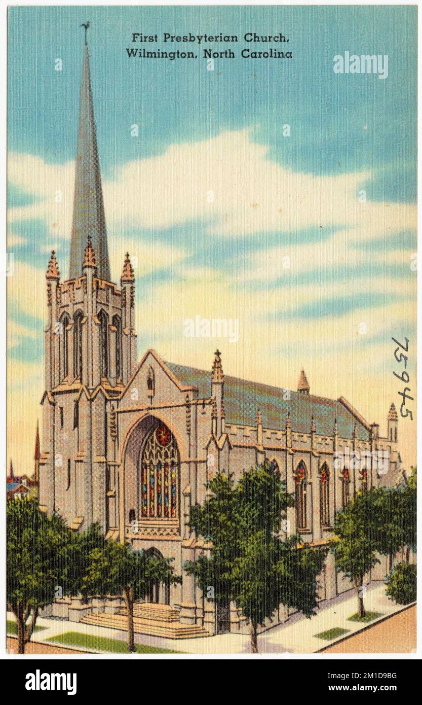 First Presbyterian Church, Wilmington, North Carolina, Kirchen, Tichnor Brothers Collection, Postkarten der Vereinigten Staaten Stockfoto
