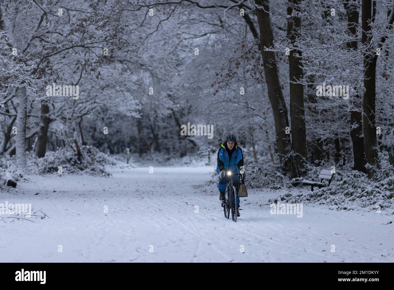 Wimbledon Common, London, Großbritannien. 12.. Dezember 2022. Malerische Schneeszenen auf Wimbledon Common, während London mit bis zu 6 cm Schnee bedeckt ist. 12.. Dezember 2022 Kredit: Clickpics/Alamy Live News Stockfoto