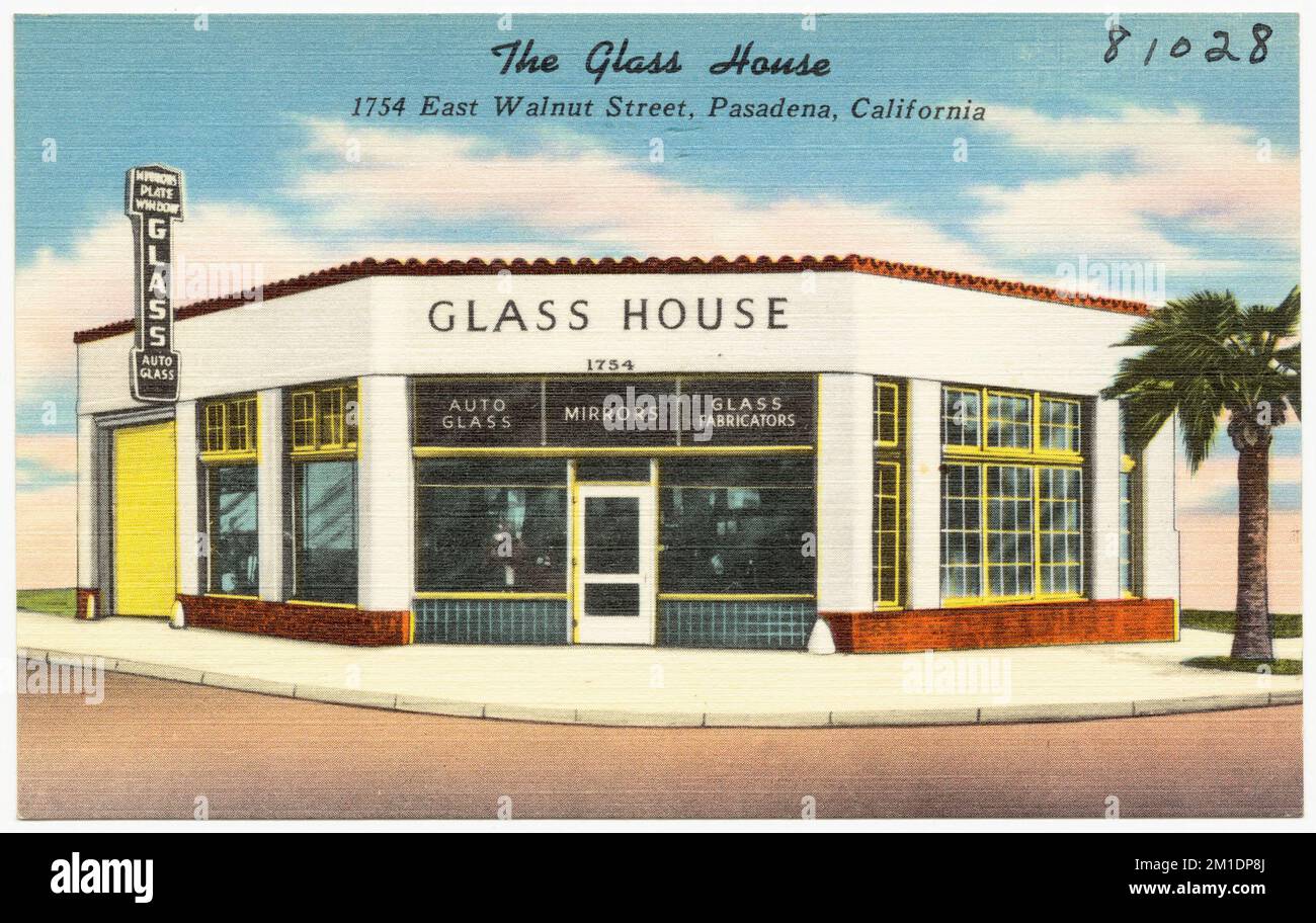 The Glass House, 1754 East Walnut Street, Pasadena, Kalifornien , Commercial Facilities, Tichnor Brothers Collection, Postkarten der Vereinigten Staaten Stockfoto