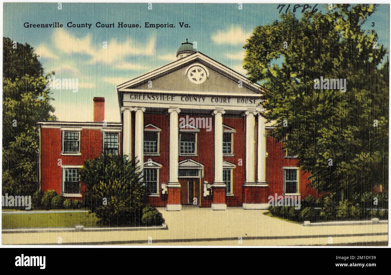 Greenville County Court House, Emporia, Va , Gerichtsgebäude, Tichnor Brothers Collection, Postkarten der Vereinigten Staaten Stockfoto