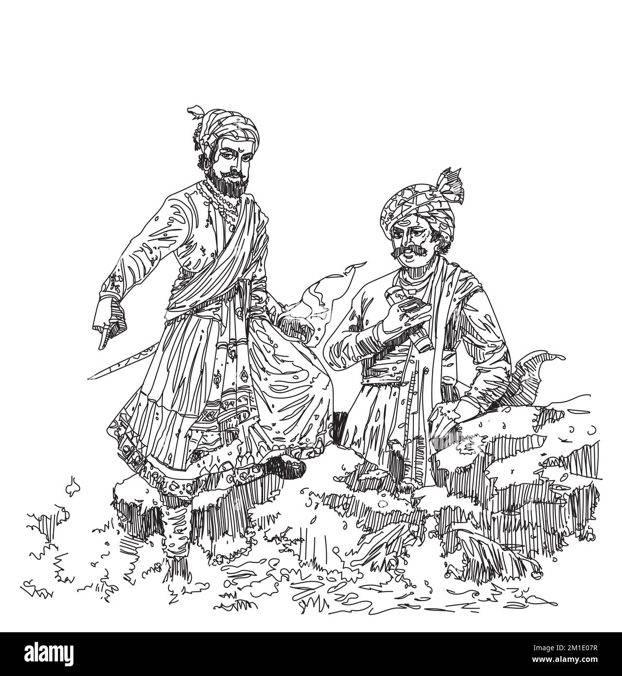 Shivaji Maharaj, großer MarathaKrieger Silhouette Illustration von