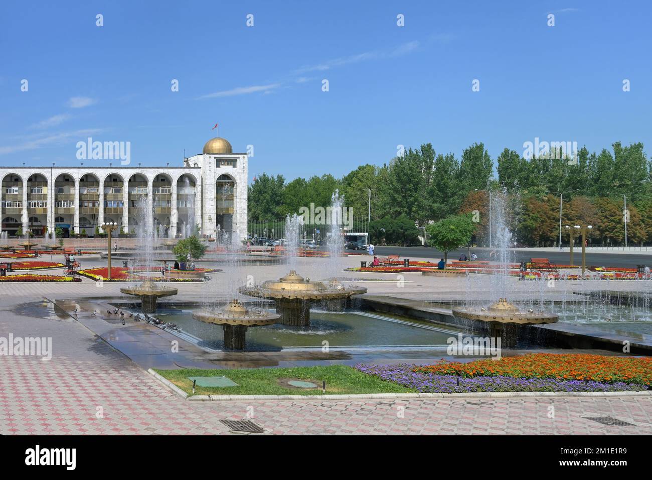 Brunnen auf dem Ala-zu-Platz, Bischkek, Kirgisistan Stockfoto
