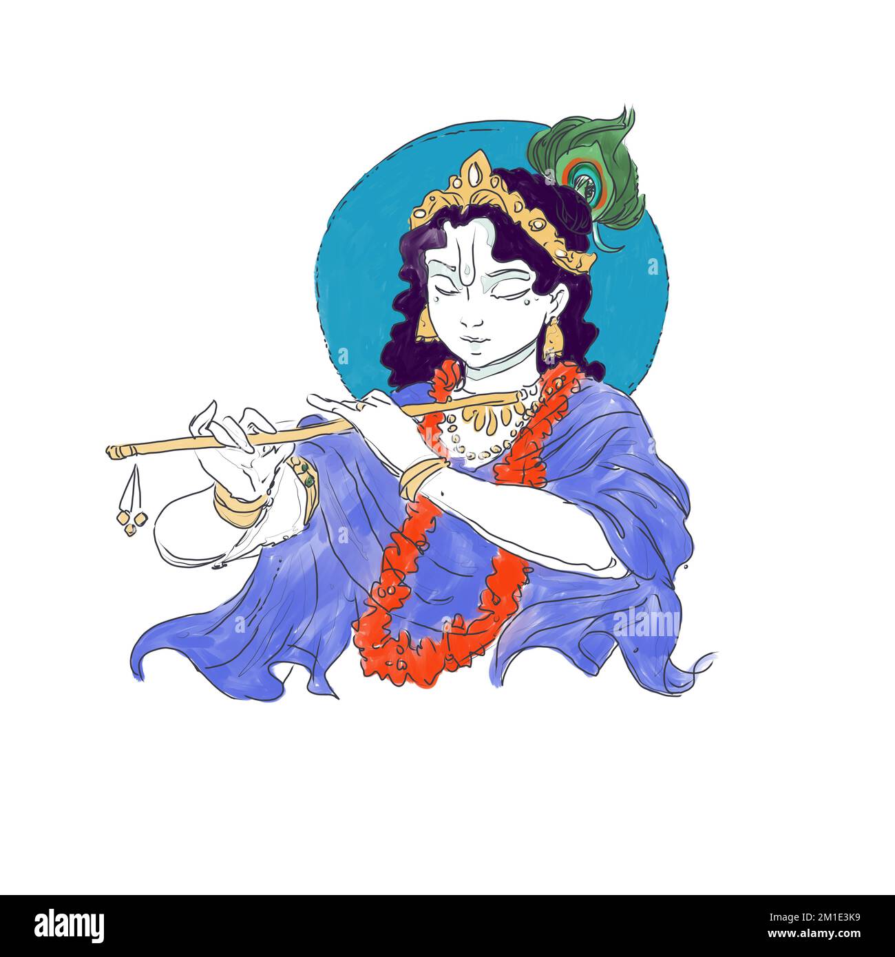 Darstellung von Lord Krishna beim Happy Janmashtami Festival of India Stockfoto