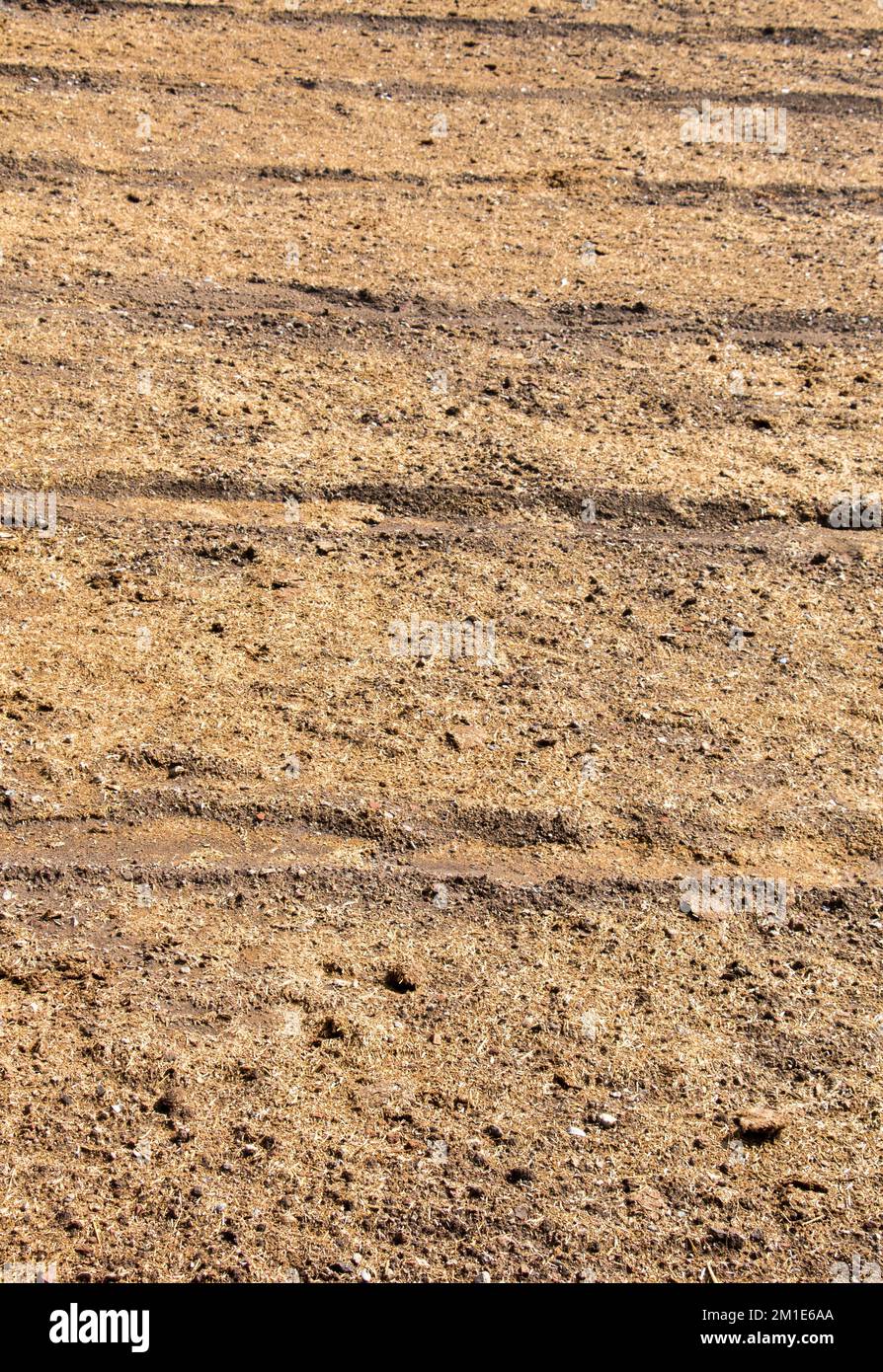 Gepflügte Feld mit Spuren im Frühjahr zu sehen Stockfoto