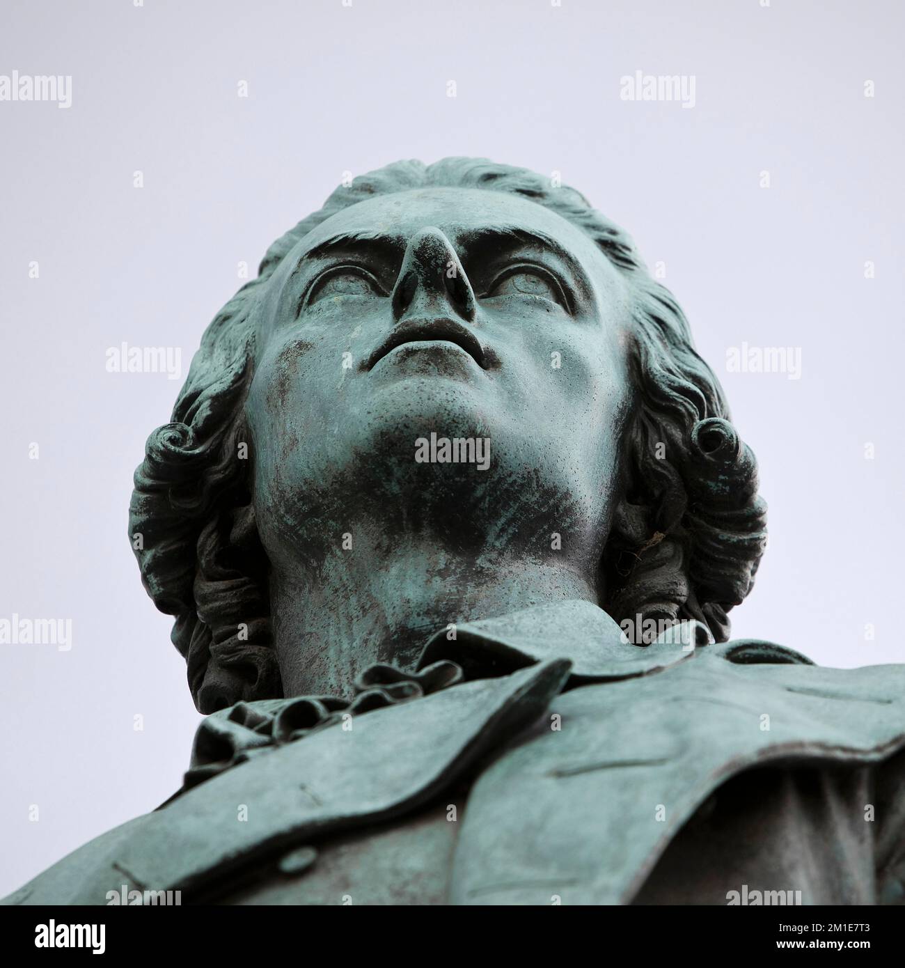 Friedrich von Schiller, Porträt des Dichters, Goethe-Schiller-Denkmal, Bildhauer Ernst Rietschel, Weimar, Thüringen, Deutschland, Europa Stockfoto
