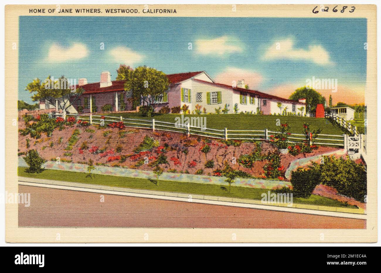 Heimat von Jane Withers, Westwood, Kalifornien, Houses, Tichnor Brothers Collection, Postkarten der Vereinigten Staaten Stockfoto