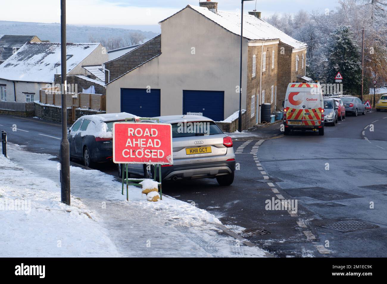 Cadent Gas Van in Stannington Dezember 2022, nachdem eine gebrochene Yorkshire Wasserleitung eine Gasleitung überflutet hatte, die bei eiskaltem Wetter das Gas zu 2000 Häusern absperrte Stockfoto