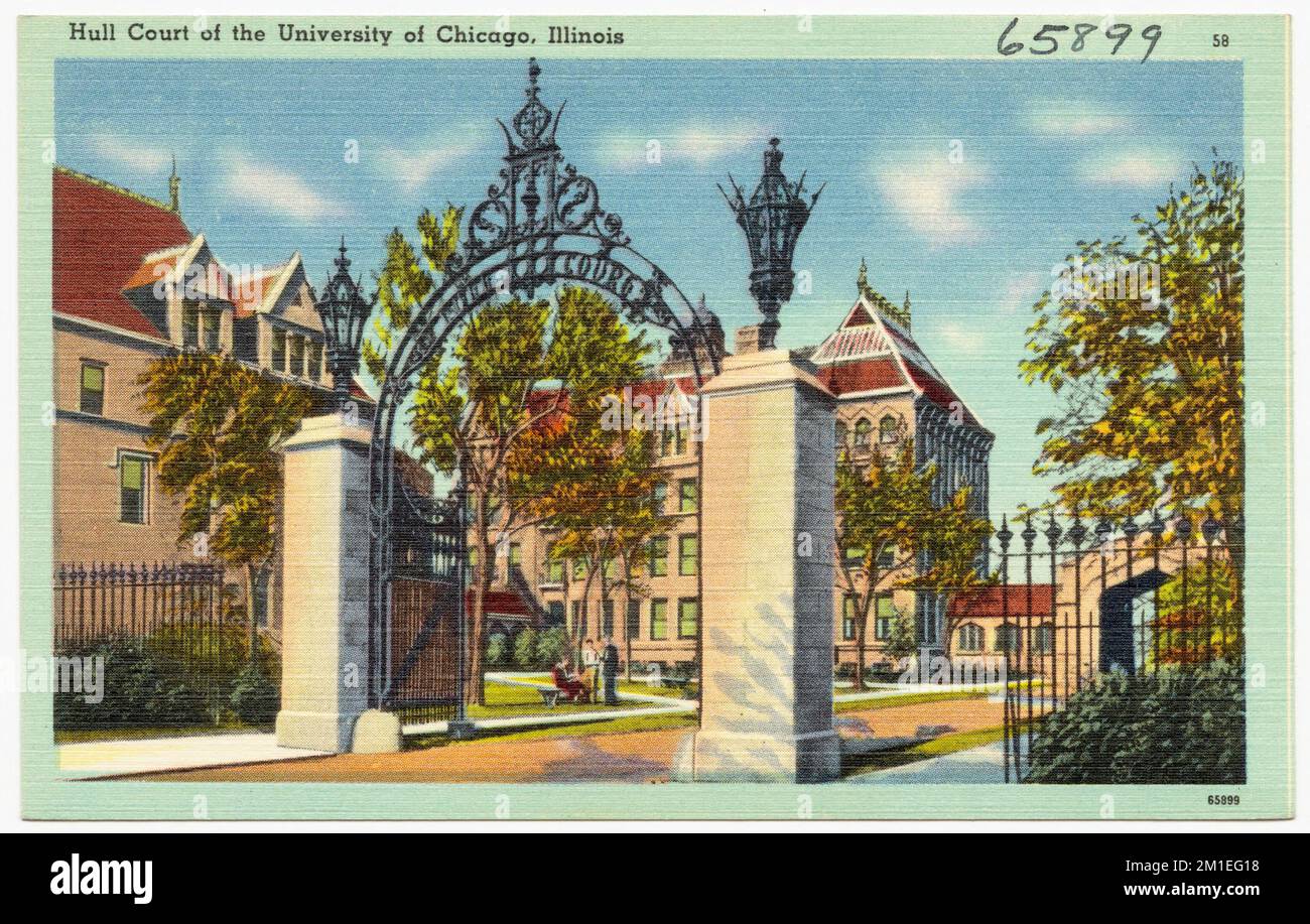 Hull Court der University of Chicago, Illinois, Universitäten und Hochschulen, Tichnor Brothers Collection, Postkarten der Vereinigten Staaten Stockfoto