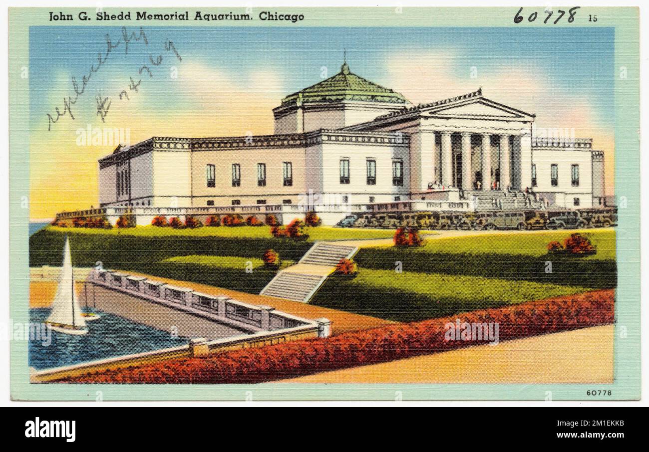 John G. Shedd Memorial Aquarium, Chicago, Galerien und Museen, Tichnor Brothers Collection, Postkarten der Vereinigten Staaten Stockfoto