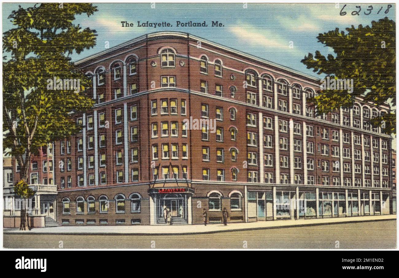 Die Lafayette, Portland, Ich. , Tichnor Brothers Collection, Postkarten der Vereinigten Staaten Stockfoto