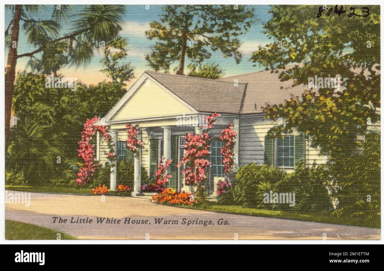Das Little White House, Warm Springs Georgia, historische Gebäude, Tichnor Brothers Collection, Postkarten der Vereinigten Staaten Stockfoto