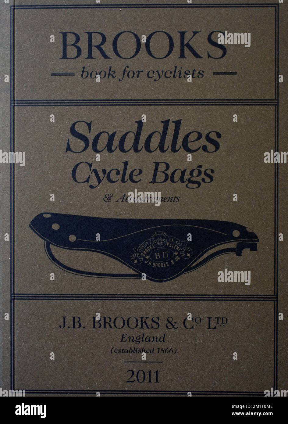 Brooks England Fahrradsattel mit klassischer Werbekunst Stockfoto