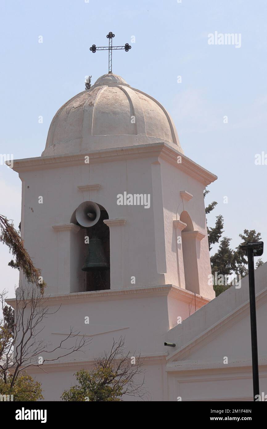 Detail des Hauptturms von Humahuaca - Humahuaca, Jujuy, Argentinien Stockfoto