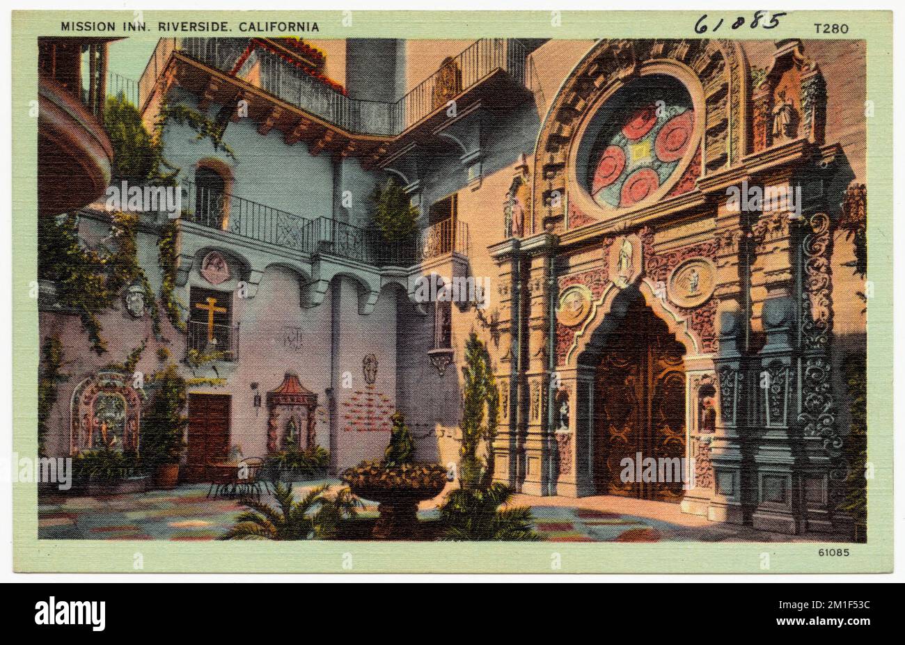 Mission Inn, Riverside, Kalifornien , Hotels, Tichnor Brothers Collection, Postkarten der Vereinigten Staaten Stockfoto