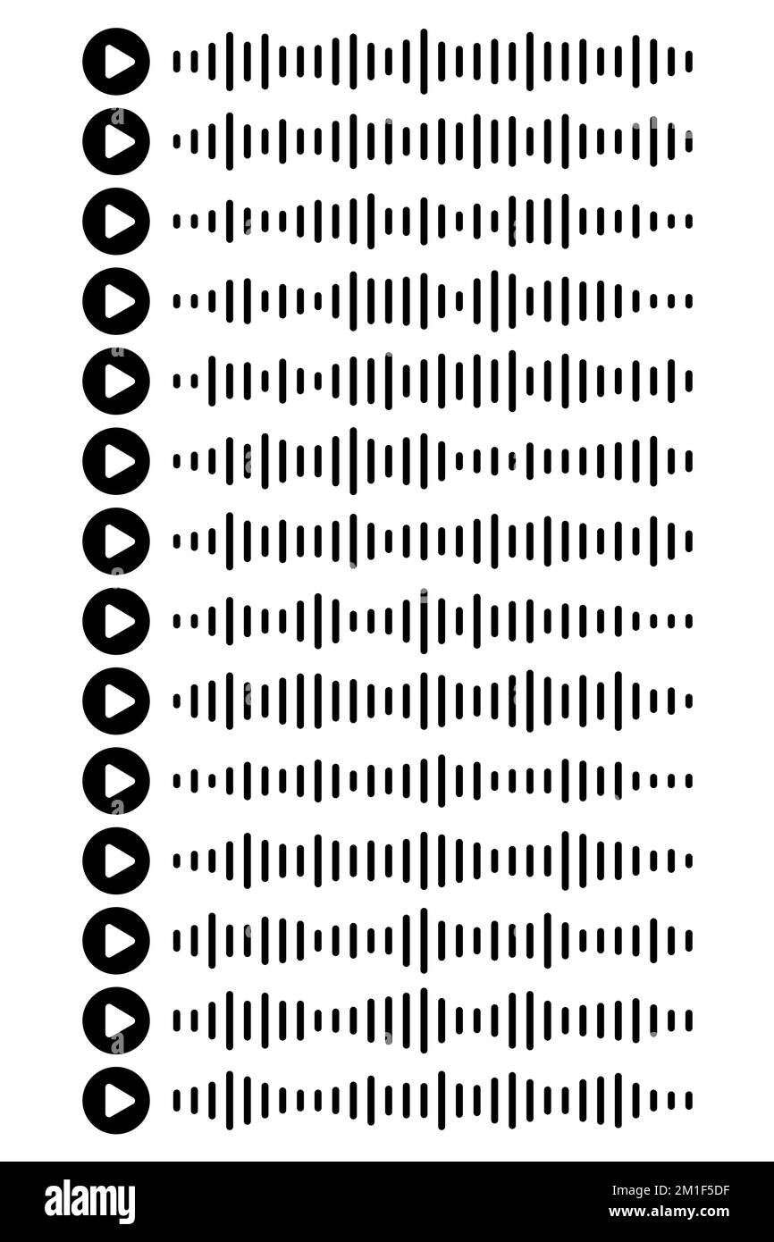 Audiowelle. Symbol klingt nach einem Lied. Podcast setzt Wellen. Symbole auf transparentem isoliertem Hintergrund. Sprachnachricht. Vektordarstellung. EQ Stock Vektor