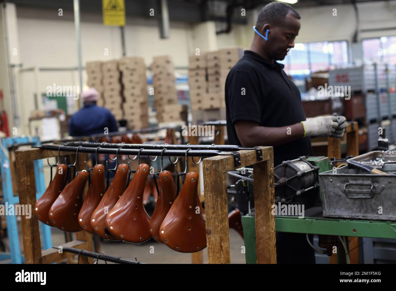 Brooks England Sattelfabrik in Birmingham, Großbritannien. Stockfoto