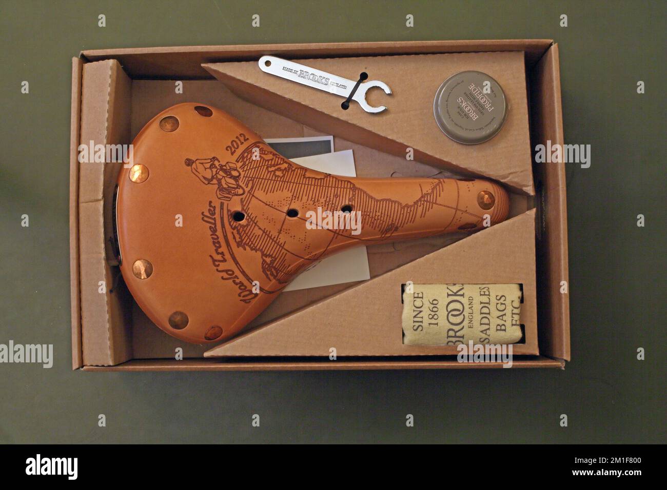 Fahrradsitze in Brooks-Sattelform mit Design Stockfoto