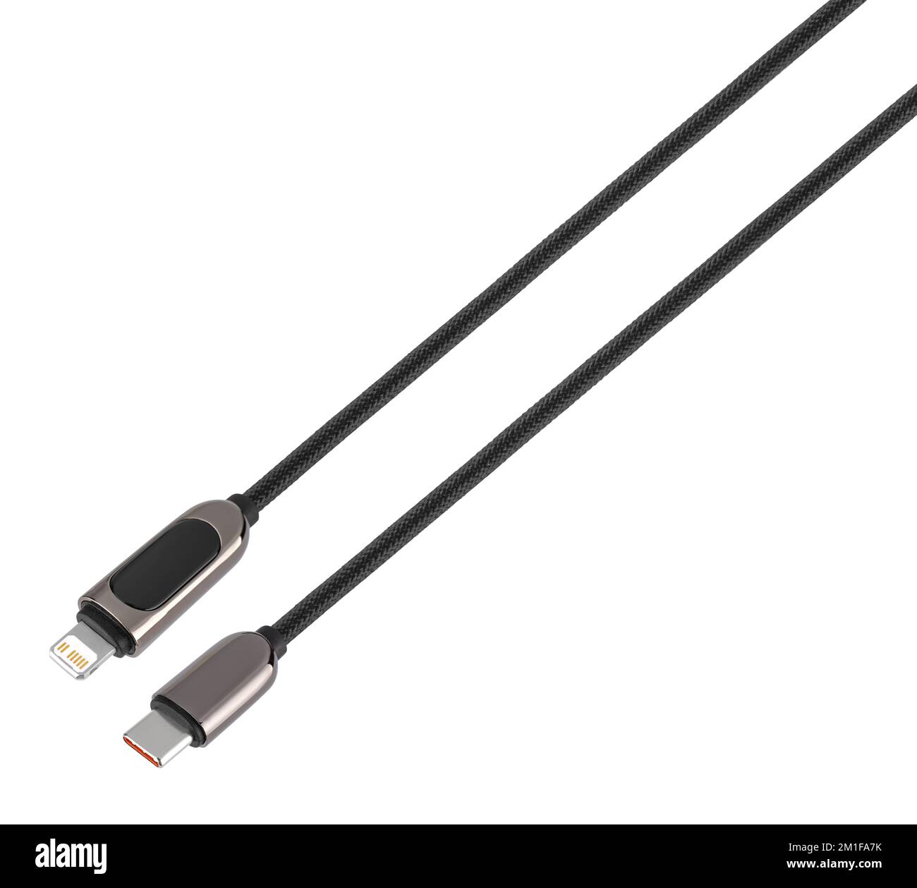 Kabel mit USB-Stecker und Typ-C, weißer Hintergrund Stockfoto