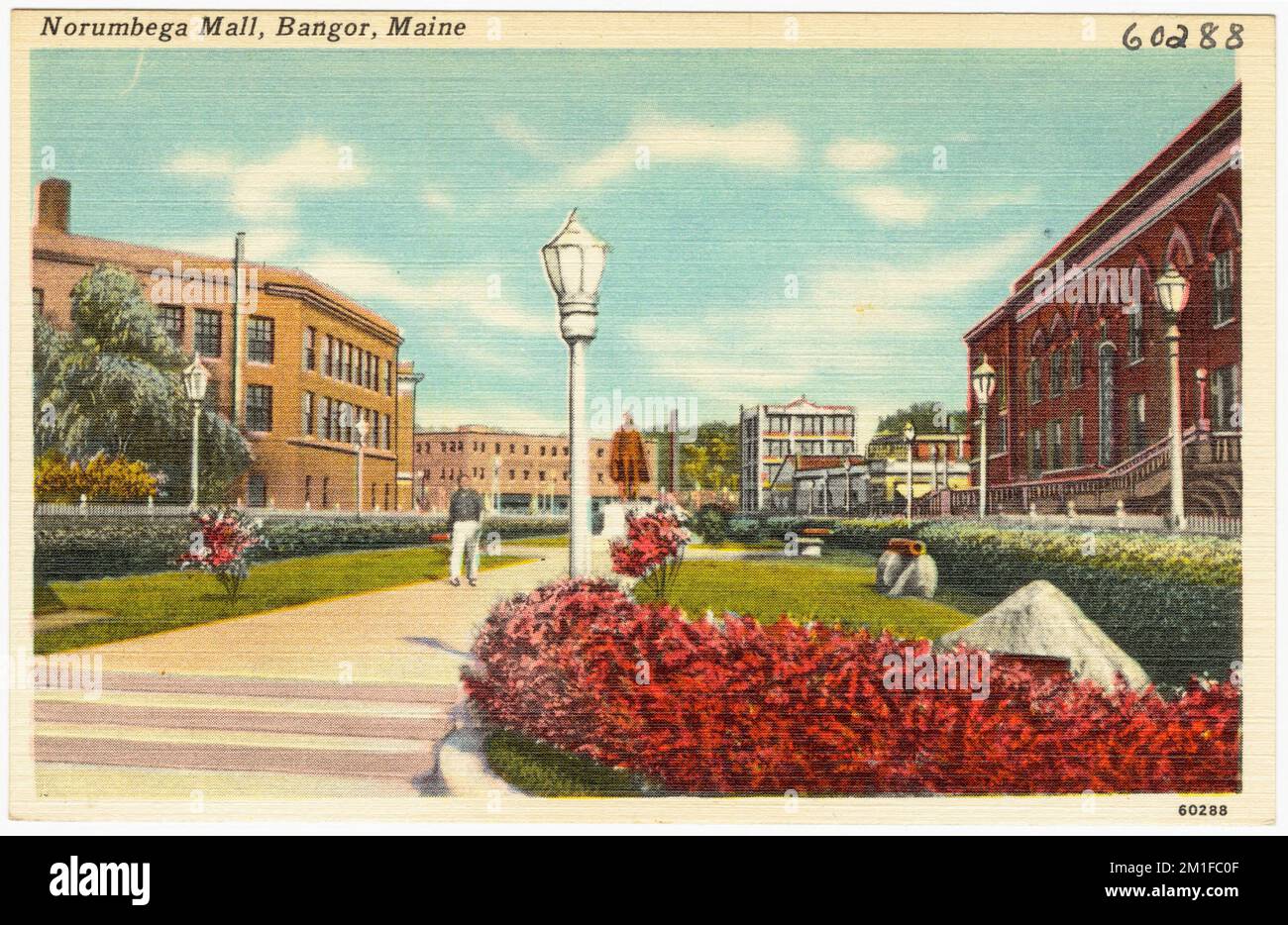 Norumbega Mall, Bangor, Maine, Parks, Tichnor Brothers Collection, Postkarten der Vereinigten Staaten Stockfoto