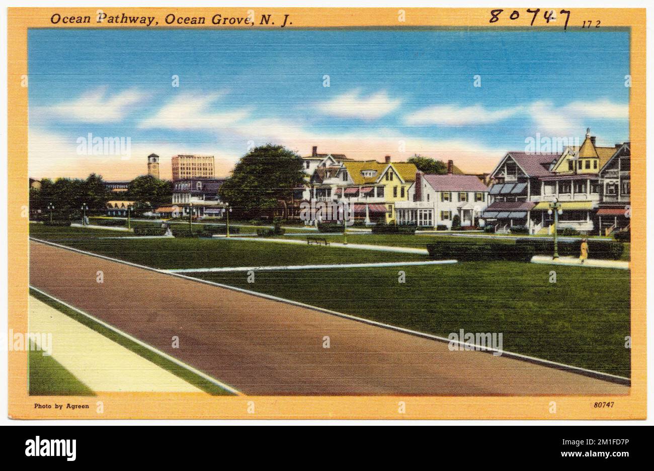 Ocean Pathway, Ocean Grove, N. J. , Cities & Towns, Tichnor Brothers Collection, Postkarten der Vereinigten Staaten Stockfoto