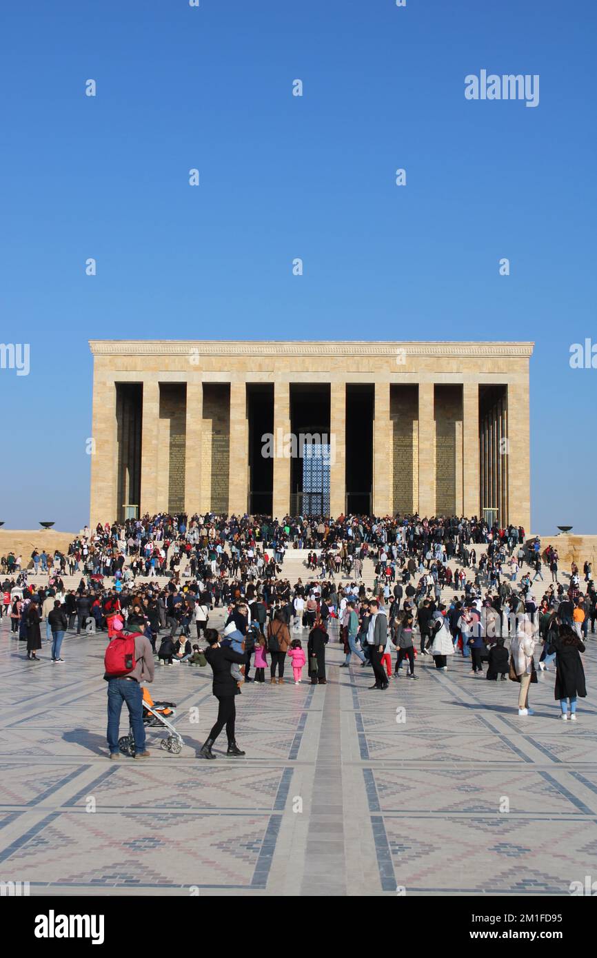 Das Mausoleum von Mustafa Kemal Atatürk, dem Gründer der Republik Türkei, ein beliebtes Wahrzeichen für Touristen und Besucher Stockfoto