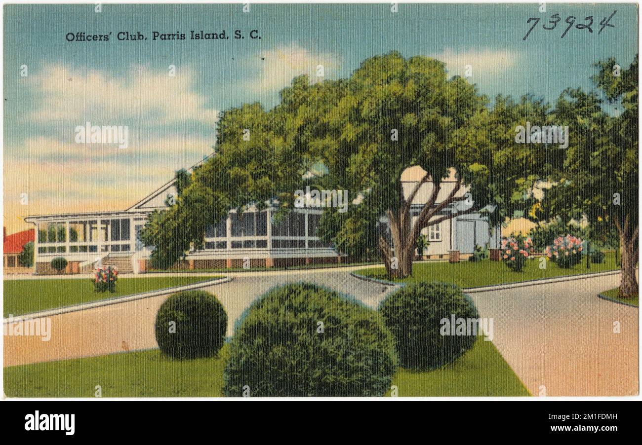 Officer's Club, Parris Island, S.C., Militäreinrichtungen, Tichnor Brothers Collection, Postkarten der Vereinigten Staaten Stockfoto