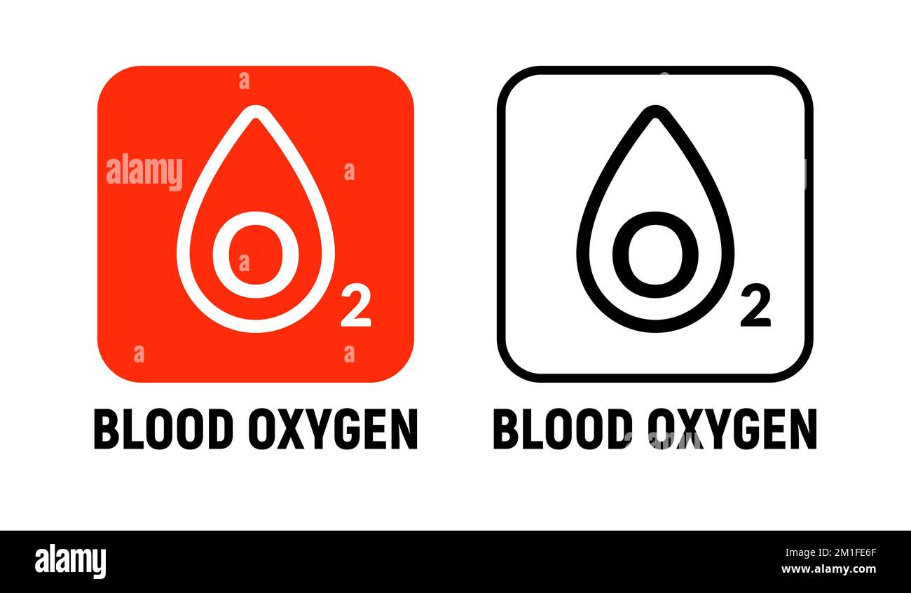 Symbol für Sauerstoffblut Piktogramm für die Messung. O2 Symbol für die Technologie des Blutsauerstoffsensors Stock Vektor