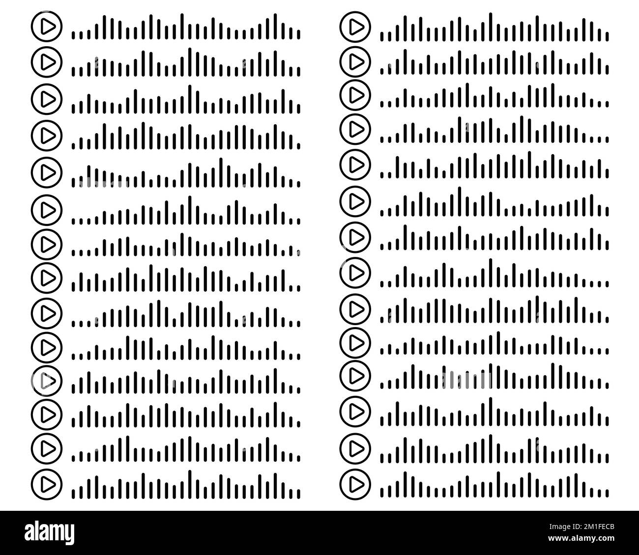 Audiowelle. Symbol klingt nach einem Lied. Podcast setzt Wellen. Symbole auf transparentem isoliertem Hintergrund. Sprachnachricht. Vektordarstellung. EQ Stock Vektor