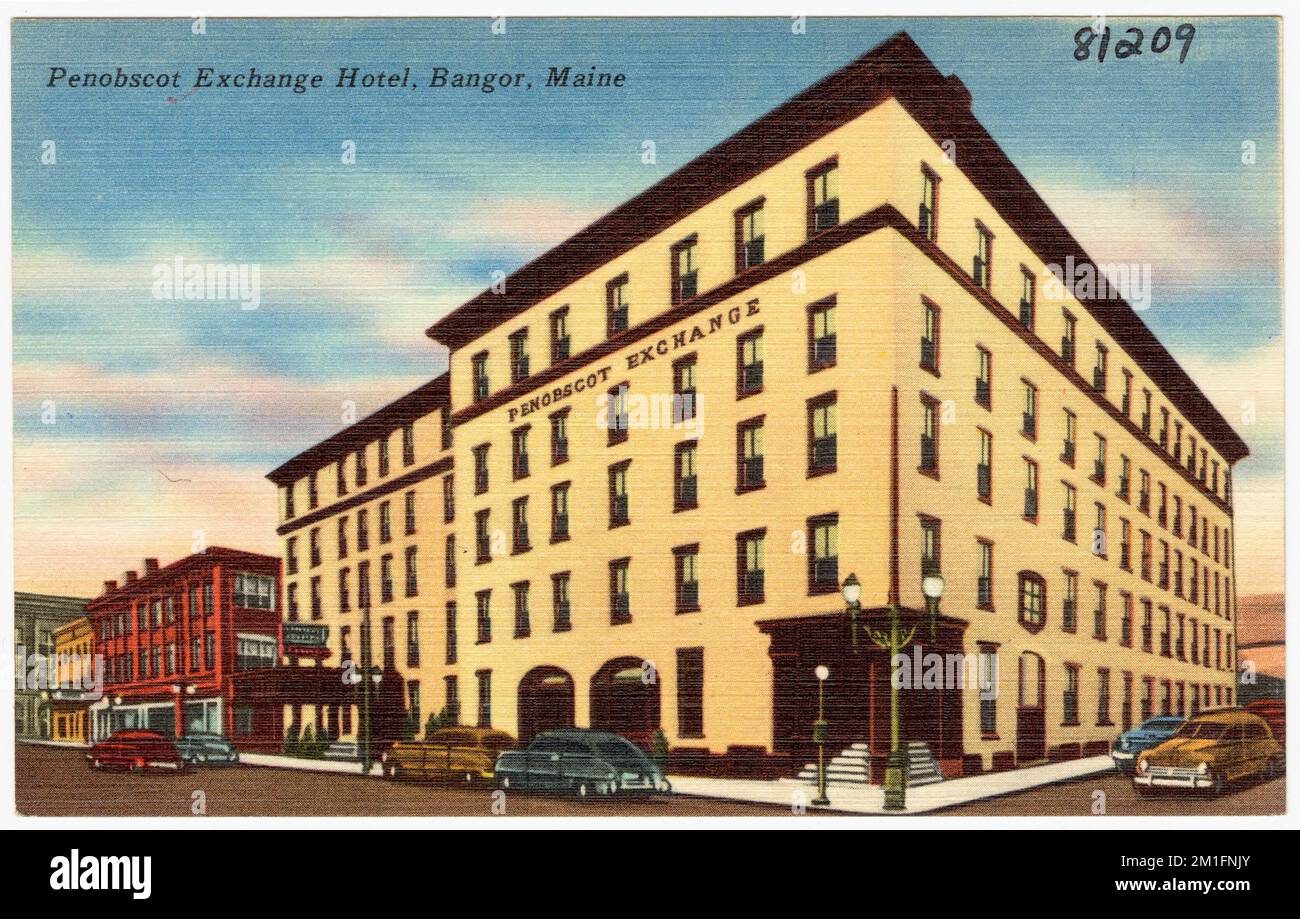 Penobscot Exchange Hotel, Bangor, Maine , Hotels, Tichnor Brothers Collection, Postkarten der Vereinigten Staaten Stockfoto