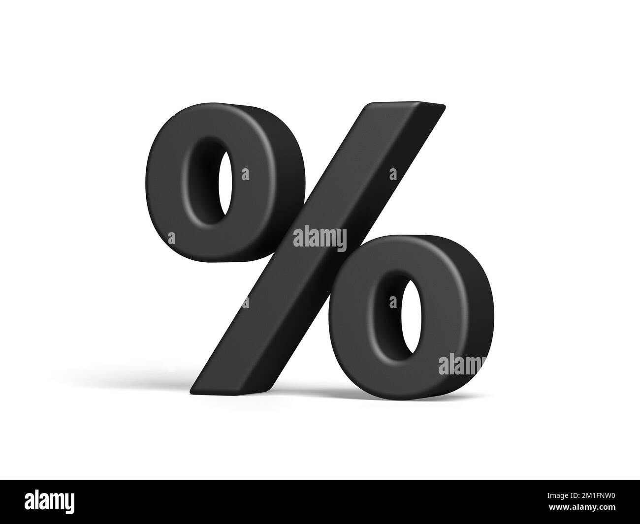 Prozentsymbol isoliert auf weißem Hintergrund. Black friday. Rabatt. 3D Abbildung. Stockfoto