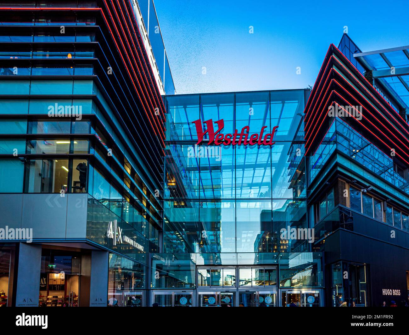 Westfield Stratford City Shopping Centre auf dem olympischen Park Website in East London. Eröffnet 2011. Stockfoto