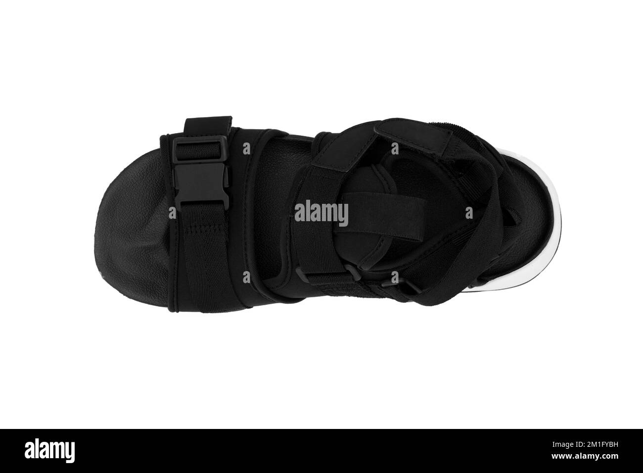 Schwarz-weiße, moderne Sandalenschuhe von Side Stockfoto